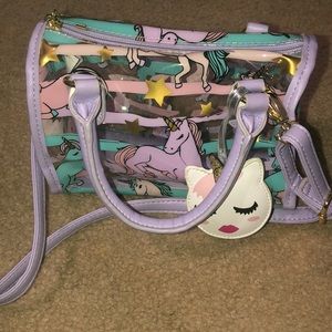 Clear Betsey Johnson unicorn crossbody bag